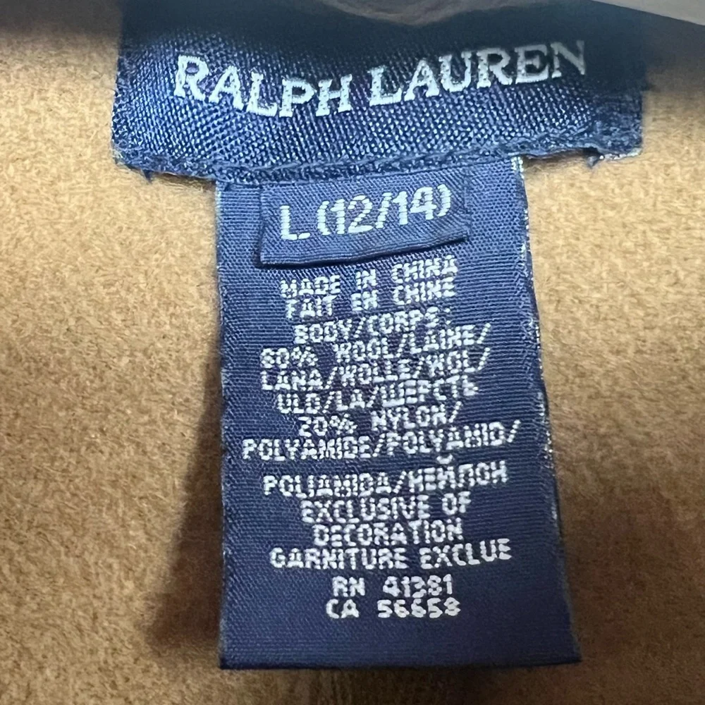 Ralph Lauren Camel Wool Blend Toggle Closure Cape- Youth, Large‎ (12/14)